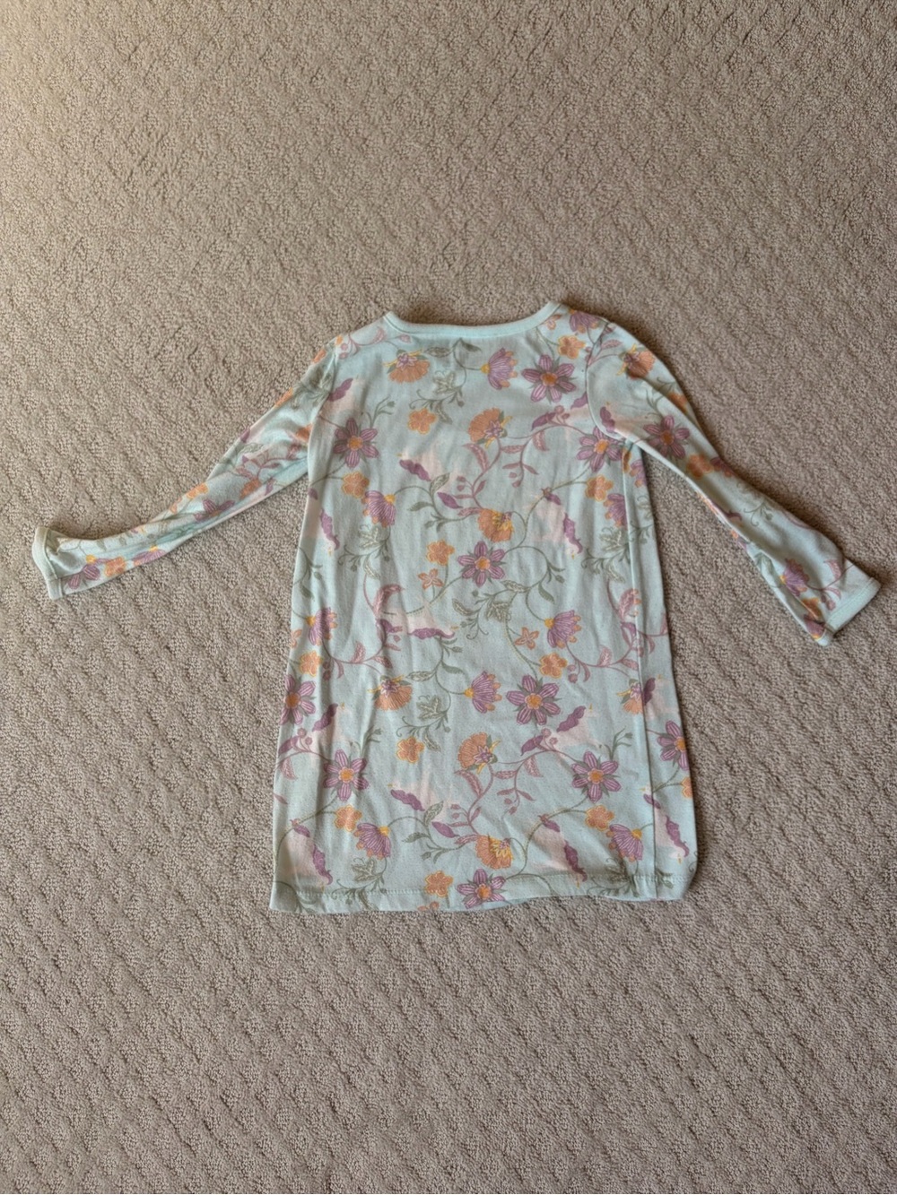 Carter's Light Mint Floral Long-Sleeve Nightgown with Pink and Orange Flowers